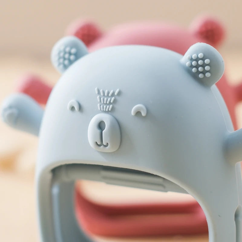 Baby Teether Gloves Kid Cartoon Bear Teething Silicone Dental Care Gums Anti-eating Hand Molar Stick BPA Free Baby Accessori