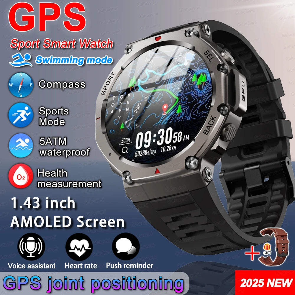 T-Rex 3 Ultra GPS Smart Watch 5 ATM Waterproof Built-in Dual-band GNSS Compass Military Sport Smartwatch Men 2025 New For Xiaomi
