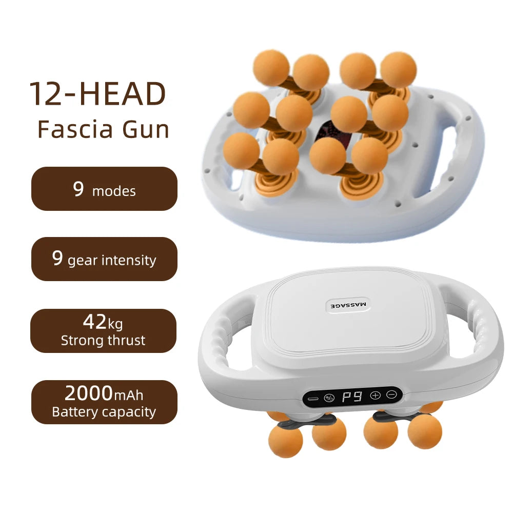 12-Head Fascia Gun High-Frequency Vibration Body Massage Gun Back and Waist Massager Neck Shoulder Massager Muscle masajeador