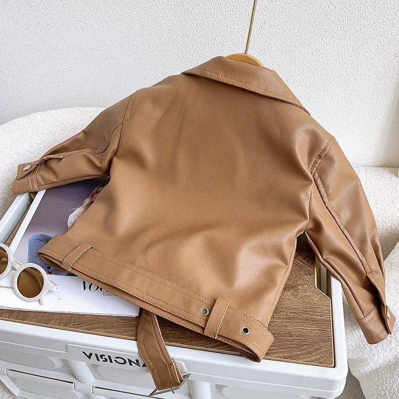 Boys Handsome Leather Jackets Kids 2-8 Years New Classics Spring Autumn Coats Baby Children Pu Outerwear Kids Zipper Fly Clothes