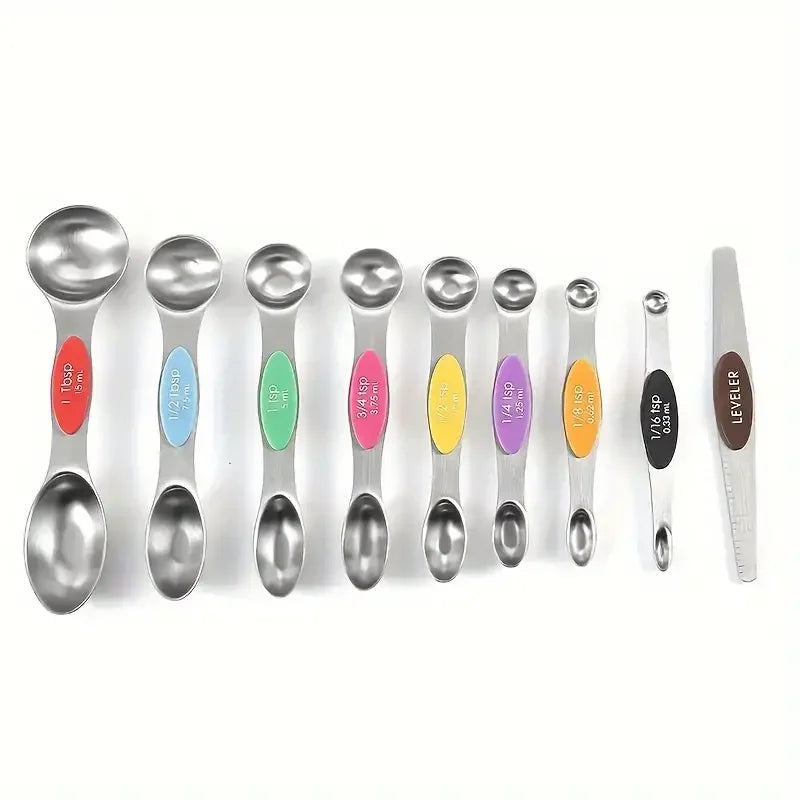 9/17 piece, stainless steel heavy duty measuring cup and spoon set, double-sided magnetic for drying and liquid ingredients