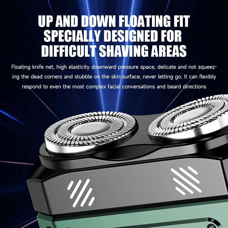 Magnetic Double Blade Electric Shaver for Men Mecha Punk Style Rechargeable LCD Portable Beard Trimmer Face Beard Razor Knife