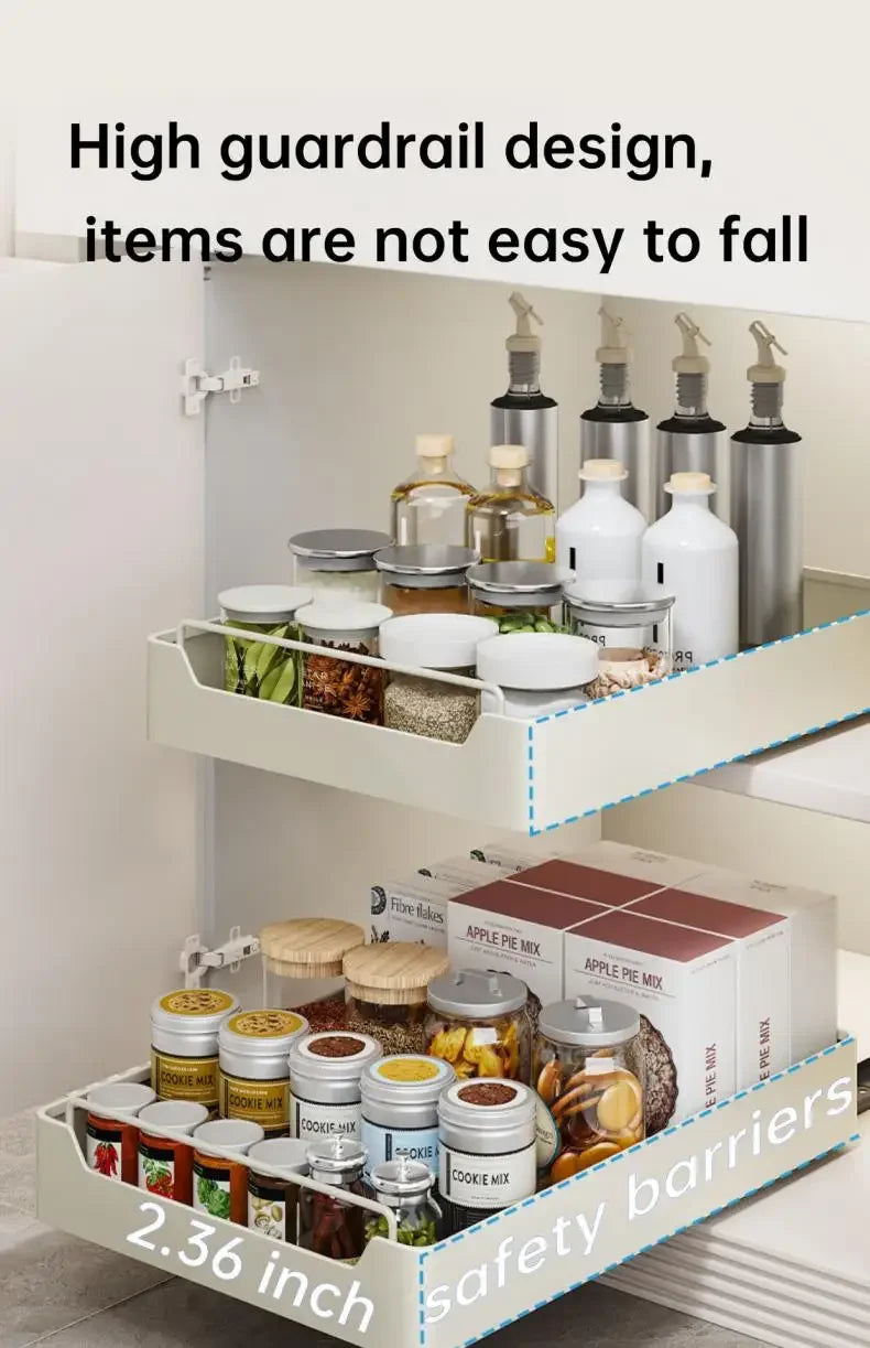 Pull Out Spice Rack Organizer with Smooth Slide Rails No Tools Required Kitchen Cabinet Storage Drawer for Maximum Space