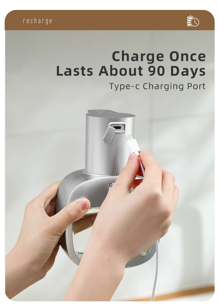 New Wall Mounted Automatic Soap Dispenser Foam Smart Hand Washing Machine 500ml Liquid Rechargeable Bathroom Induction Sensor