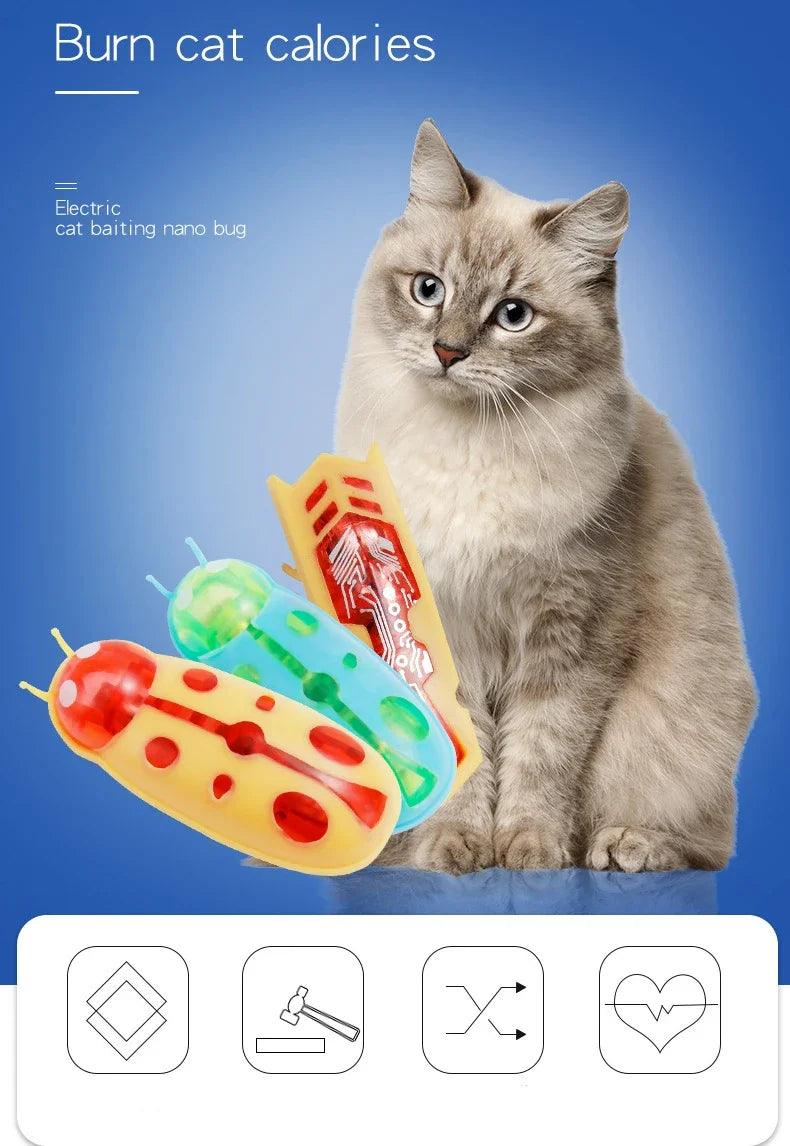 Mini Electric Bug Pet Dog Cat Toy Interactive Cute Ladybird Beetle Animal Shape Cat Toys Walking Insect Cat Playing Supplies