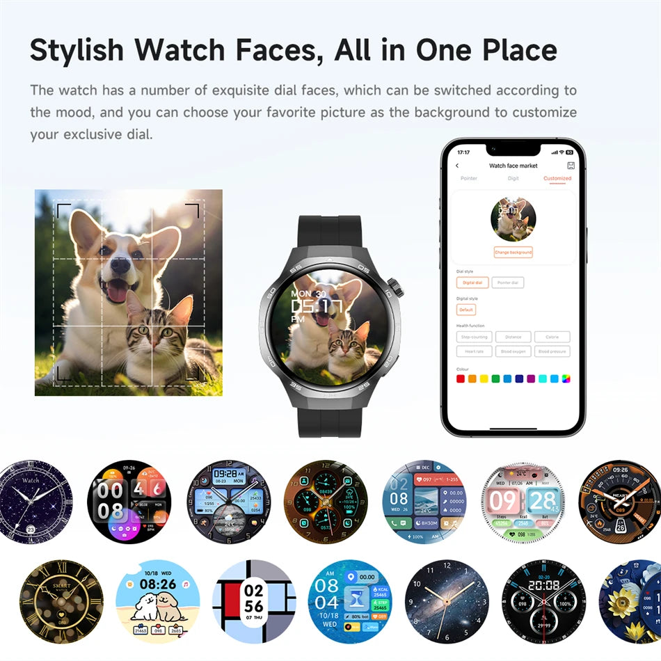 2025 New Watch 5 MAX Smart Watch HD AMOLED Screen NFC GPS Tracker Bluetooth Call Waterproof Sports Health Smartwatch Men Women