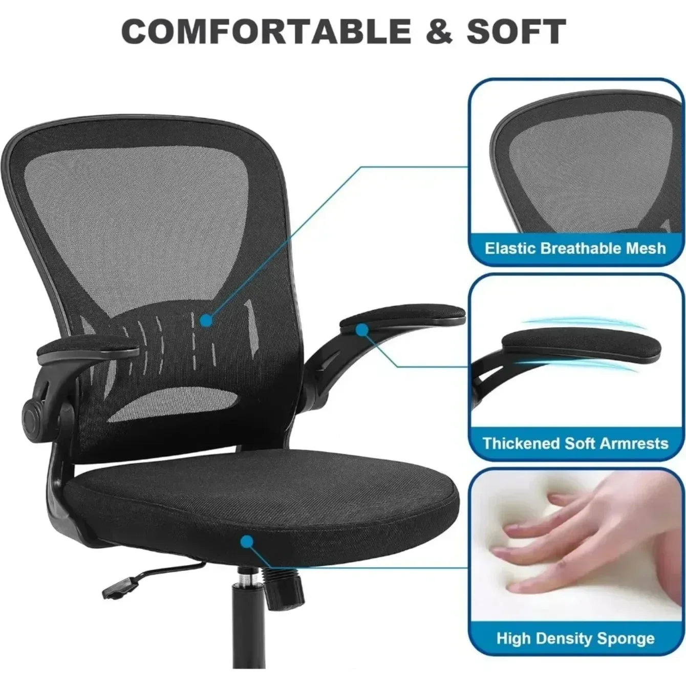 Breathable Office Gaming Chair Ergonomic Elastic Sponge Computer Desk Chair 3D Breathable Mesh Fabric Home and Office Furniture