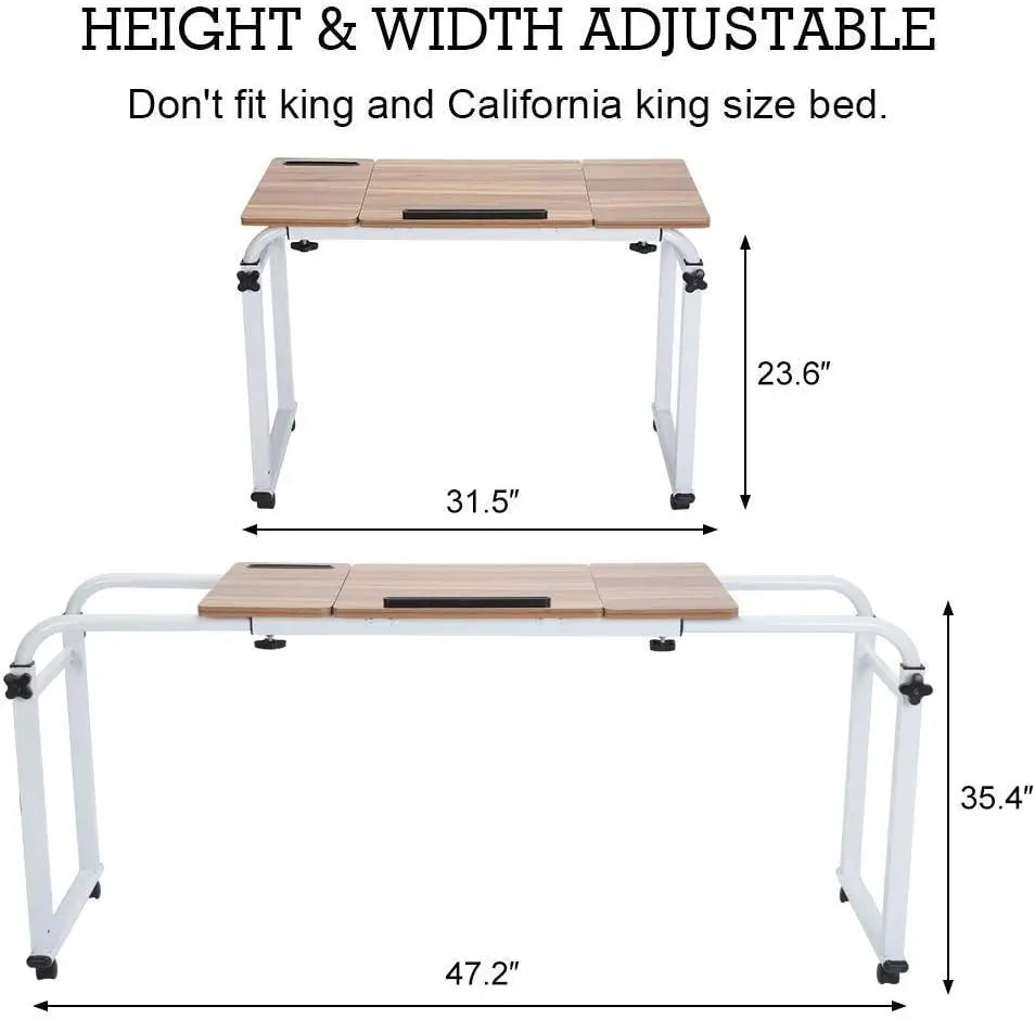 Over Bed Table with Wheels Rolling Laptop for Recliner Mobile Computer Desk Standing Workstation Laptop Cart with Heavy