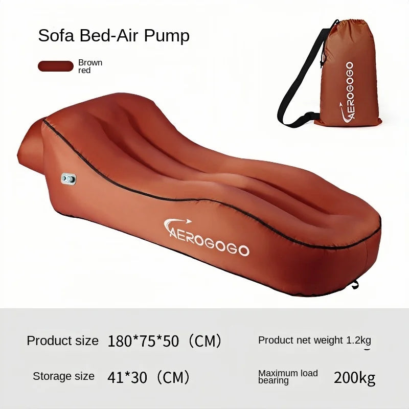 One Click Self Inflating Lazy Sofa Portable Inflatable Sofa Lounge Chair, Beach Camping Leisure Wave Sofa Chair, Rechargeable