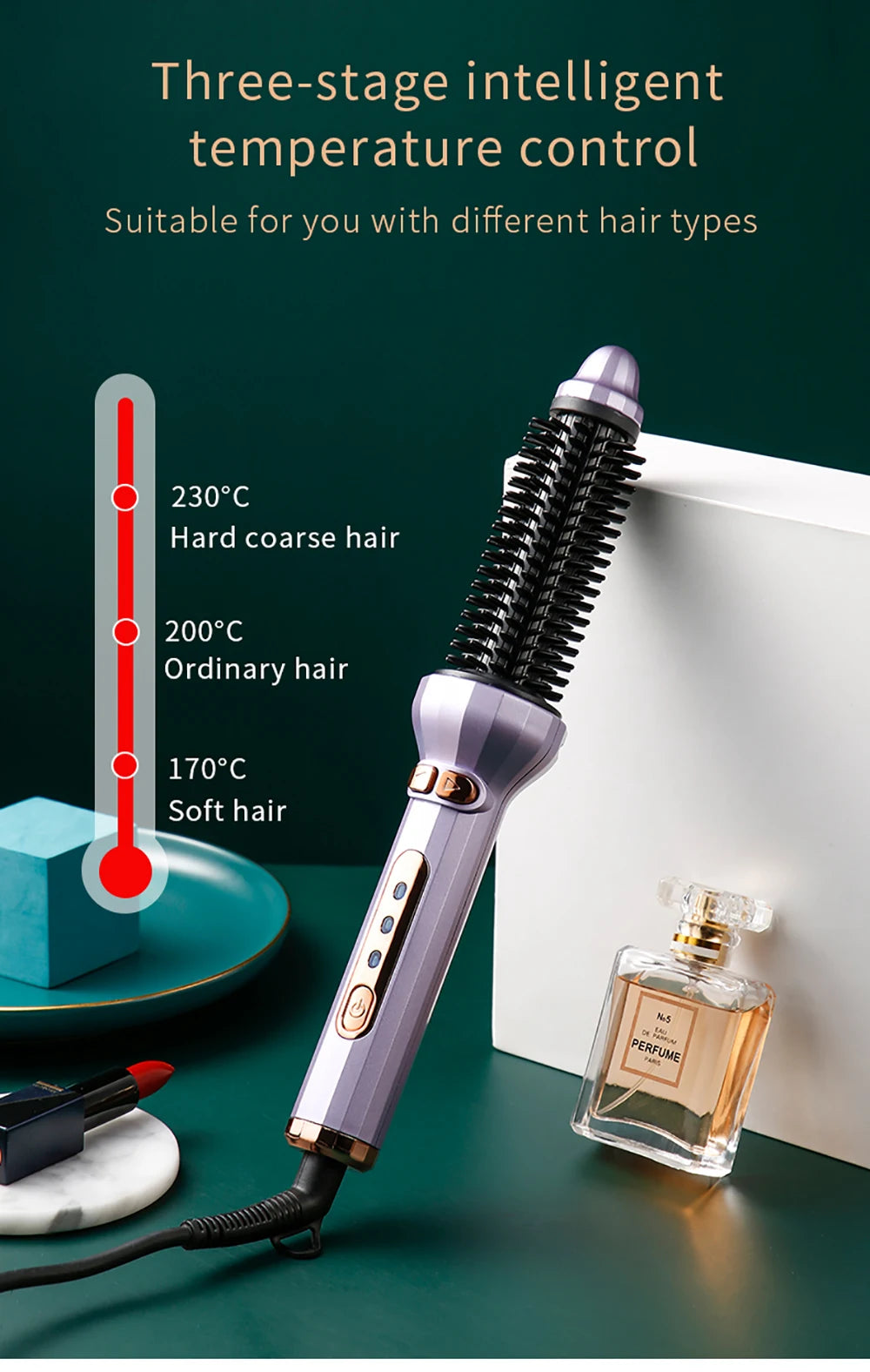 Automatic Rotating Electric Hair Brushes 2 in 1 Straightening and Curling Ionic Hot Comb Ceramics Fast Heating Anti -scalding