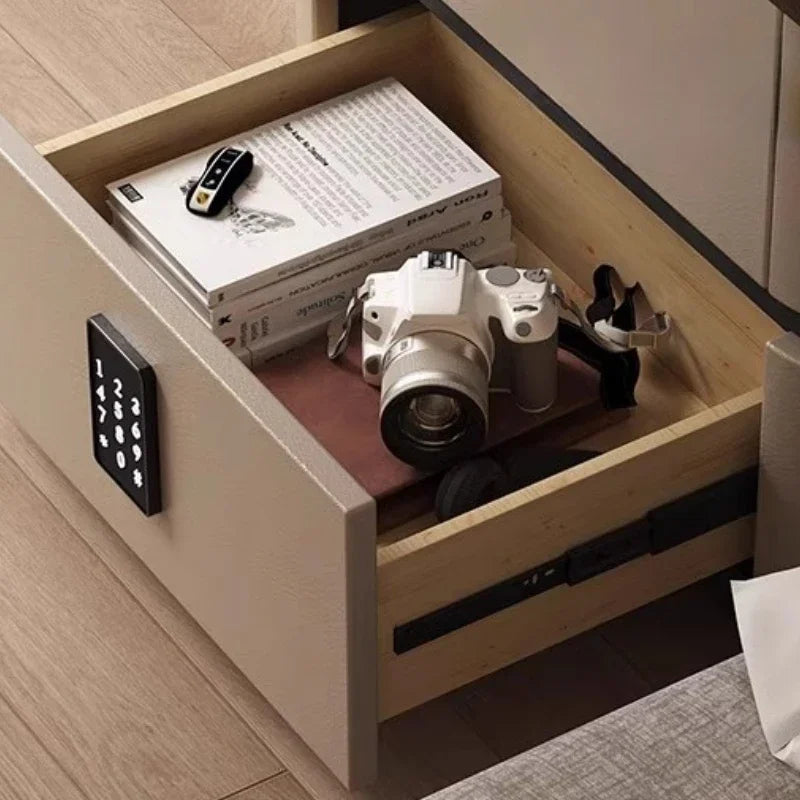 Smart Bedside Table Side With Combination Lock Deluxe Bedside Table Locker Safe Box Cabinet Nightstands Home Bedroom Furniture