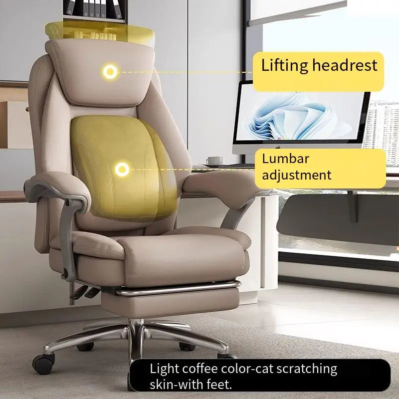 Foot Rest Ergonomic Office Chair Comfortable Designer Relax Luxury Swivel Office Chair Pliable Wheel Sillas Escritorio Furniture