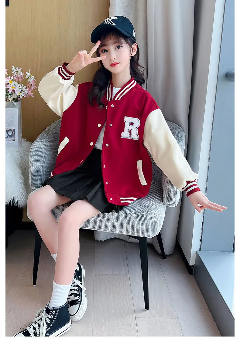 Teenage Girls Baseball Jackets For 5-14 Years Old Teens Clothes Children Sports Outerwear Coat Spring Autumn Fashion Boys Jacket