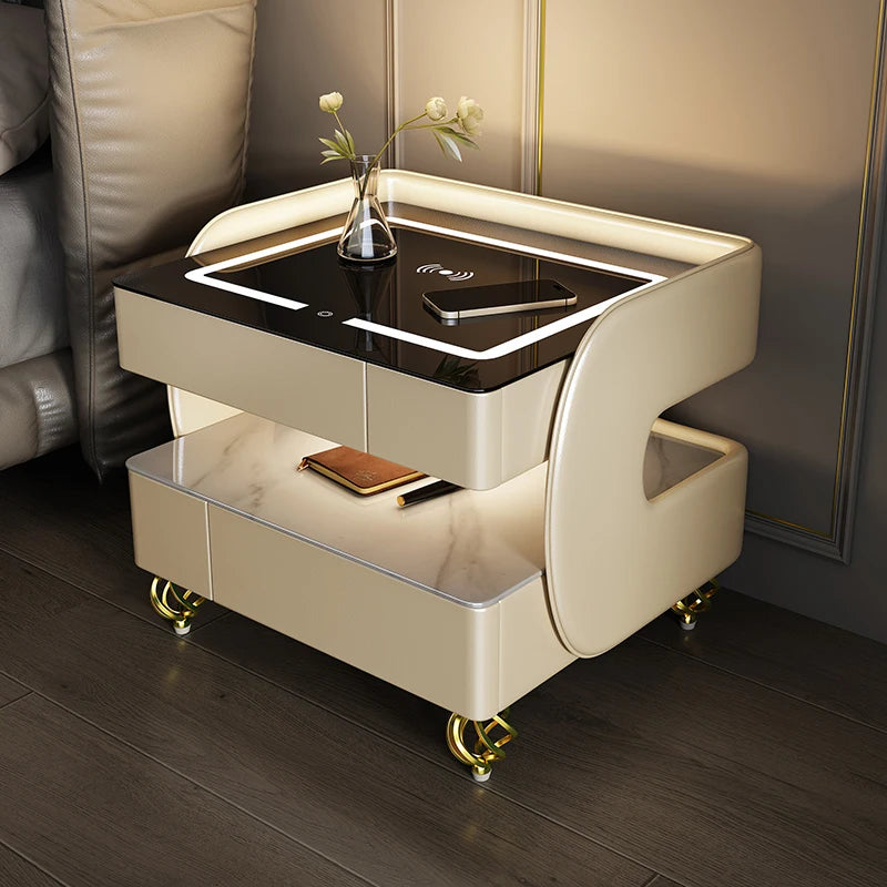 Modern Aesthetic Nightstands Wireless Charging Design Minimalist With Light Bedside Table Elegant Trendy Cajoneras Furniture