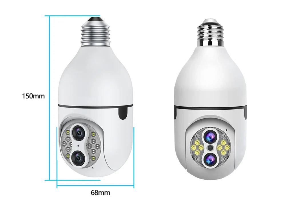 IPC360 6MP 3K Dual Lens Wireless Security Camera Auto Tracking 10X Digital Zoom 360° Panoramic WiFi PTZ IP E27 Light Bulb Camera