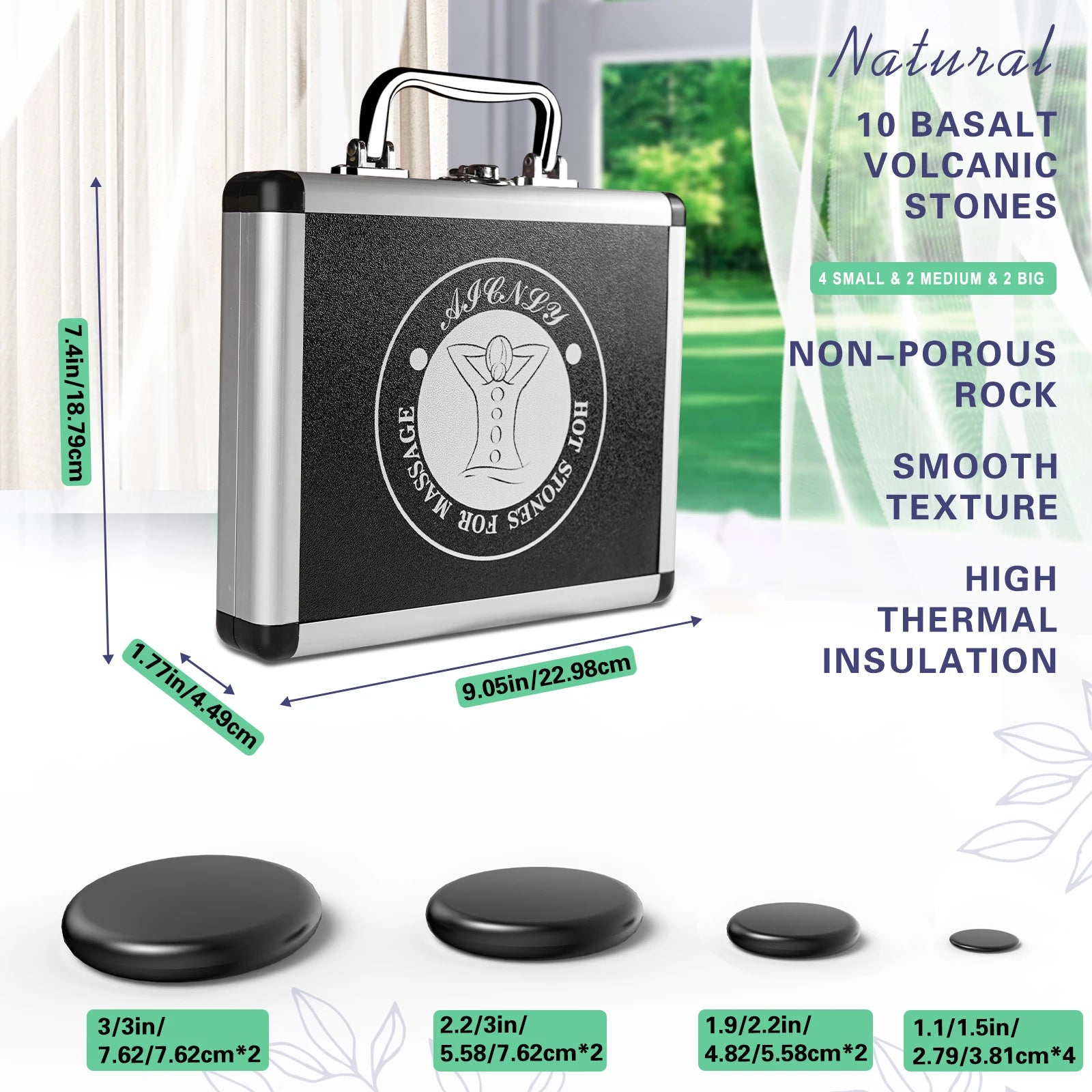 HOT STONE MASSAGE SET WITH TEMPERATURE ADJUSTMENT - Hot Stone Massage Set with Heater, Professional Spa Massage Tool - For Neck,