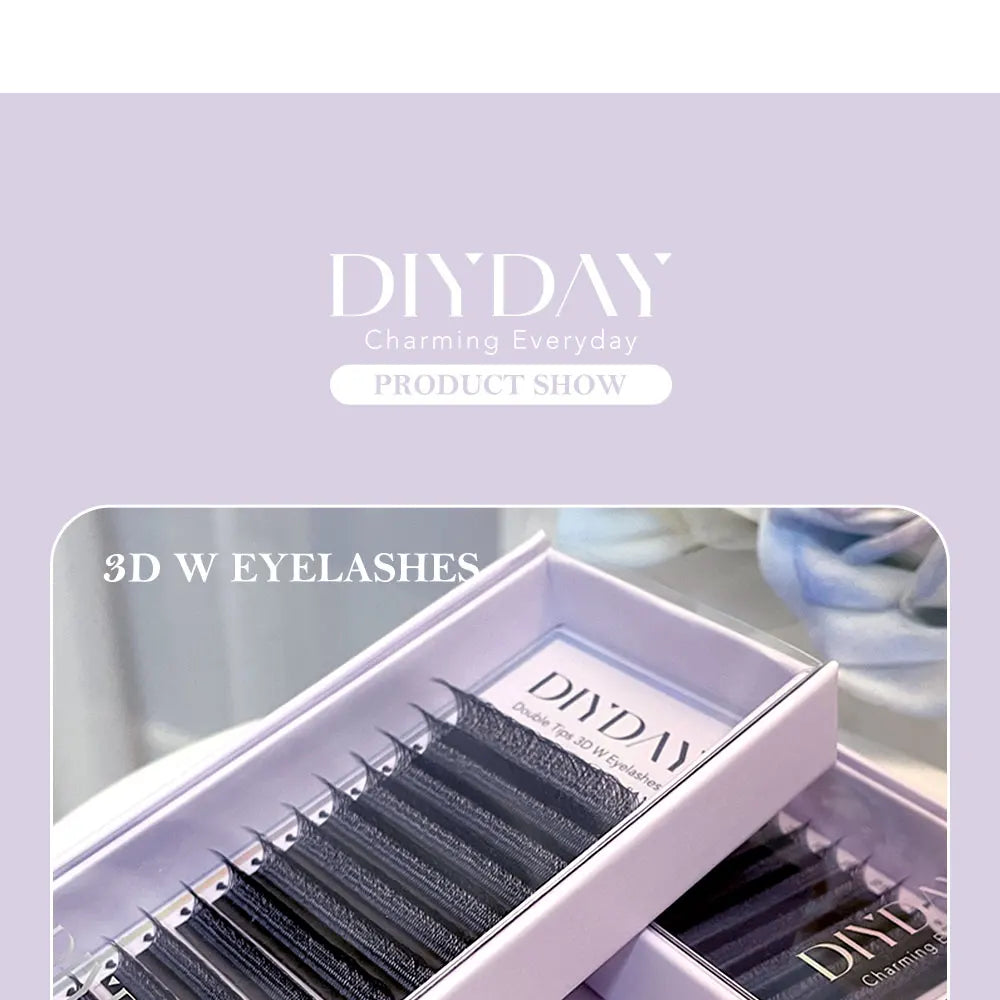 DIYDAY W Shape Eyelash Extension 3d 4d 5d 6d 7d 8d W-Shaped Eyelashes Premade Fans Individual BASF Mink Faux Lashes