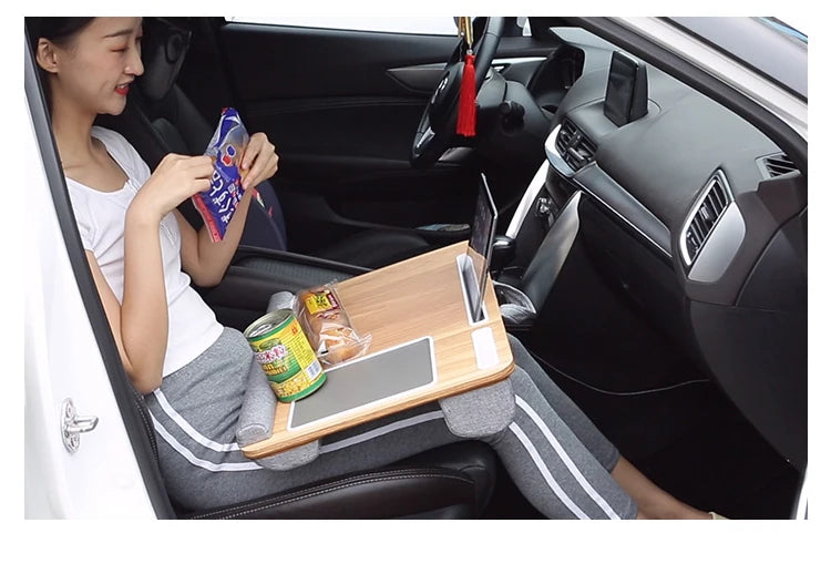 Mumucc Wooden Suspended Bed Study Table, Portable 15 Inch Laptop Desk With Handle, Sponge Cushion AND ABS Slot,Black,Khaki,Brown