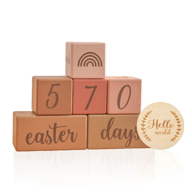 7pcs/set Wooden Baby Month Milestone Digit Record Card Newborn Birthday Gift Souvenir Baby Photo Photography Accessorie With Box