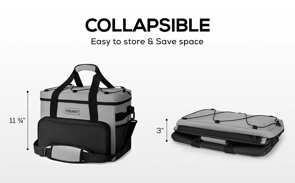 TOURIT Thermal Cooler for Drinks 14.6L 24L 32L Foldable Insulated Cooler Bag Leakproof Car Refrigerator Bag Food Delivery Bag