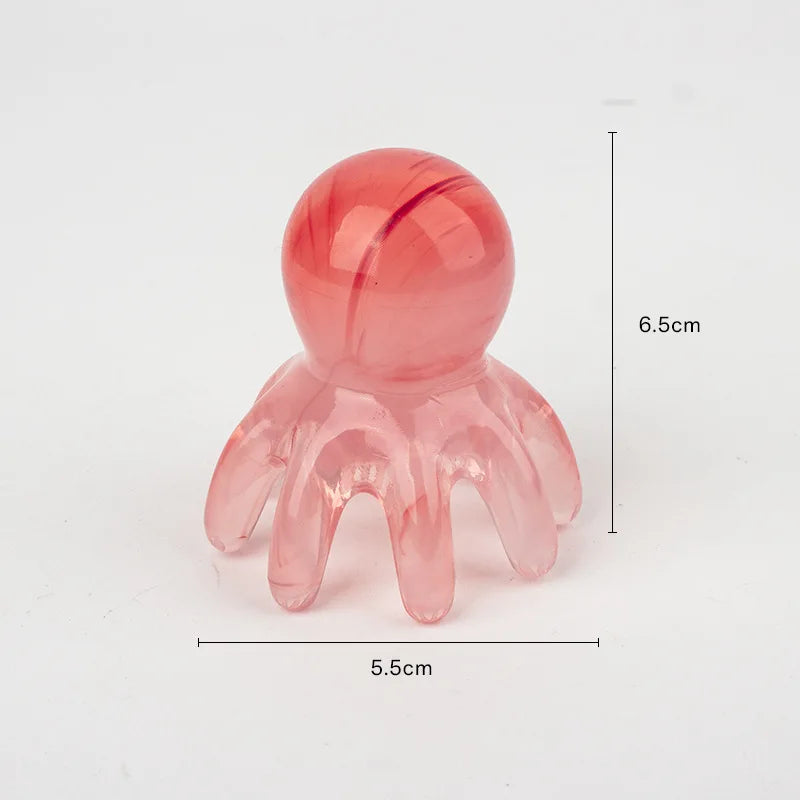 Octopus Massage Comb Resin Head Meridian Scraping Scalp Massage Brush Acupuncture SPA Gua Sha Massage Comb for Fatigue Relief