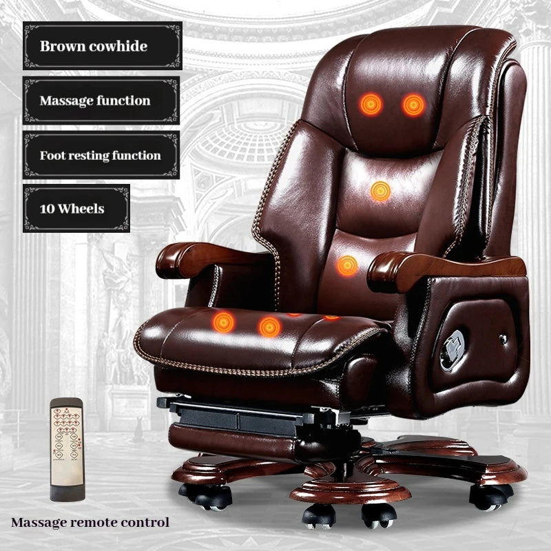 Leather Wheel Office Chair Support Design Relax Modern Massage Chair Chaise Mobile Comfy Luxury Silla Oficina Office Furniture