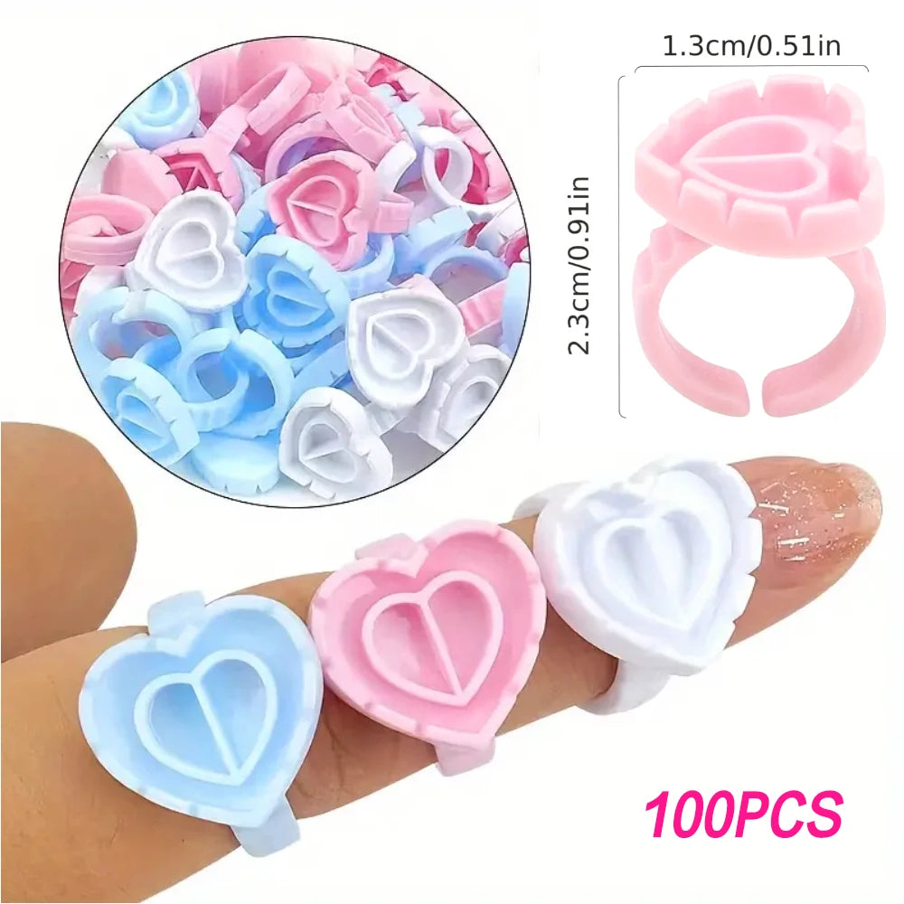 100PCS Glue Rings Lash Rings for Glue, Pigment Rings for Eyelash Extensions Eyelash Glue Holder Lash Glue Ring Smart Cups