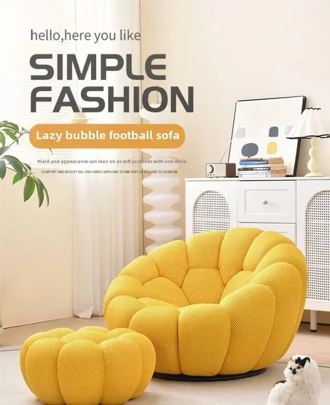 Single Seat Designer Pumpkin Lazy Sofa Balcony and Bedroom Can Lie Down and Recline Italian Minimalist Rochburg Football Sofa