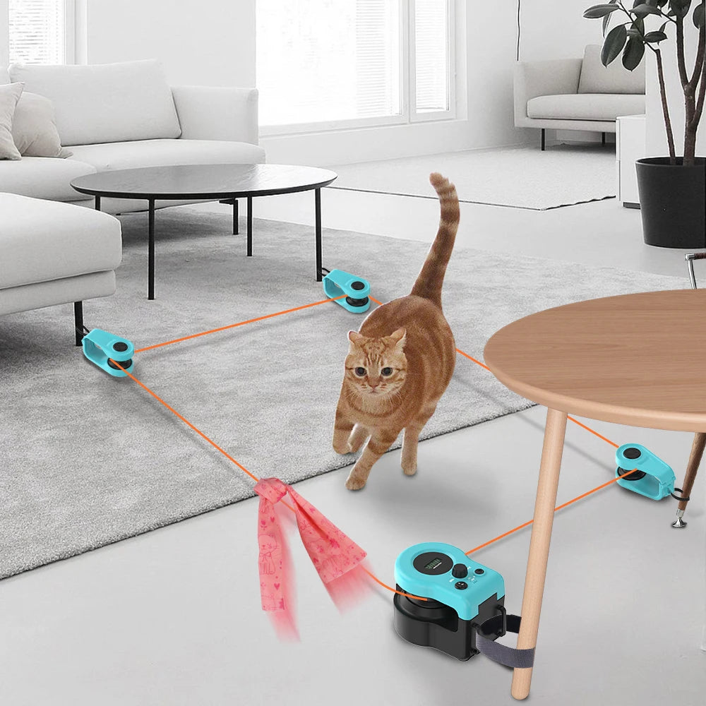 Cat Toys Cat Wheel Exerciser New Cat Treadmill for Indoor Adjustable Speed Simulated Interactive Hunting Cat Toy with Remote Con