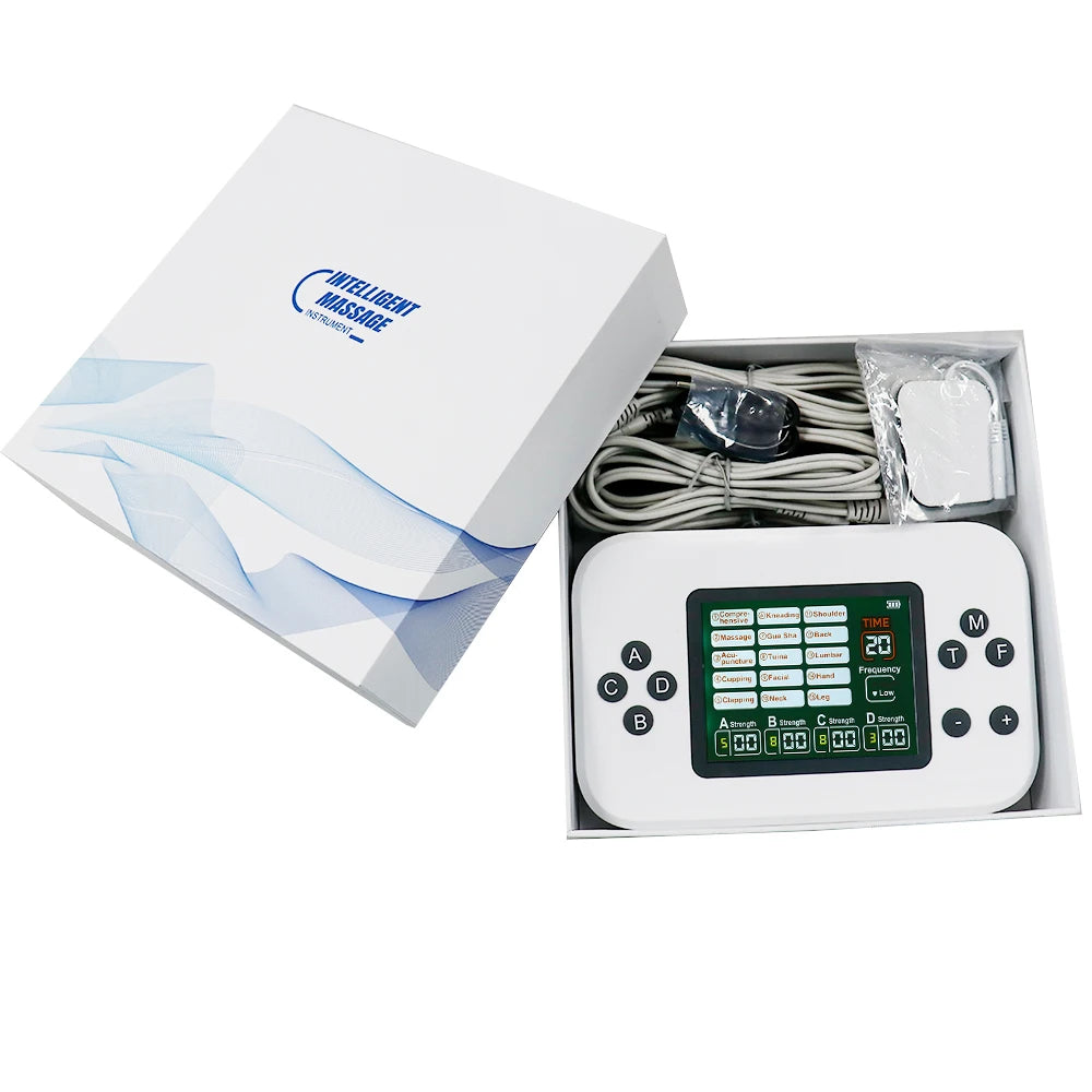 Electric 30 Levels Physiotherapy Machine 4 Output TENS Multifunctional Massager EMS Vibration Nerve Stimulator Relax 8pcs Pads