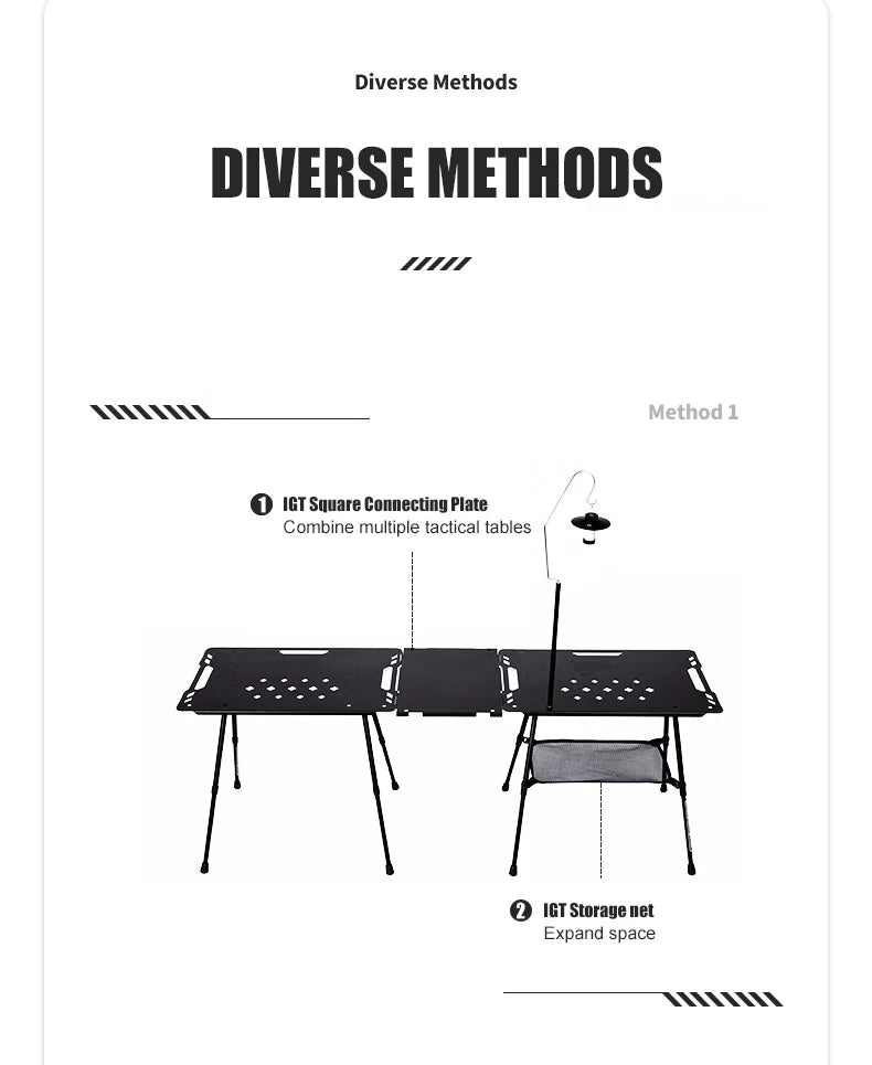 WESTTUNE Outdoor IGT Tactical Table Lightweight Multifunctional Folding Aluminum Alloy Camping Picnic Table with Adjustable Legs