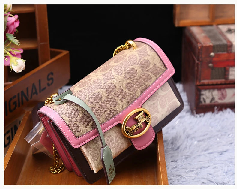 Light luxury women's bag 2025 new high-end color contrast single shoulder underarm bag designer fashionable crossbody small squa