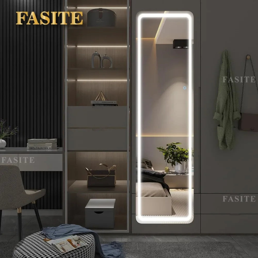 Large Full Body Mirror With Led Light Wall Mounted Hanging Mirror With Lights-Makeup Vanity Mirror Mirrors Length Floor Standing