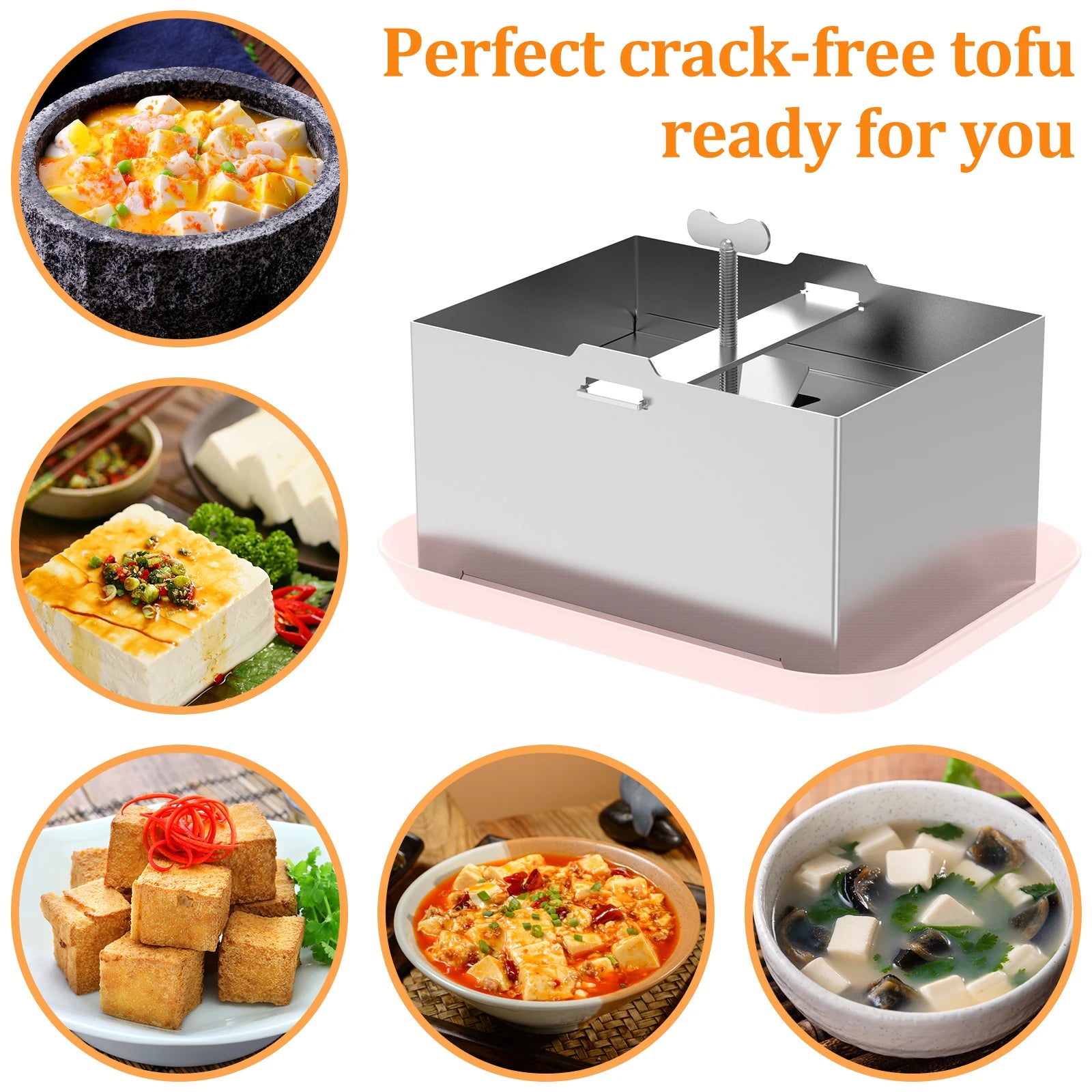 Stainless Steel Tofu Mold and White Cotton Gauze Cheesecloth DetachableSoybean Curd Tofu Making Mold Kitchen Cooking Tool