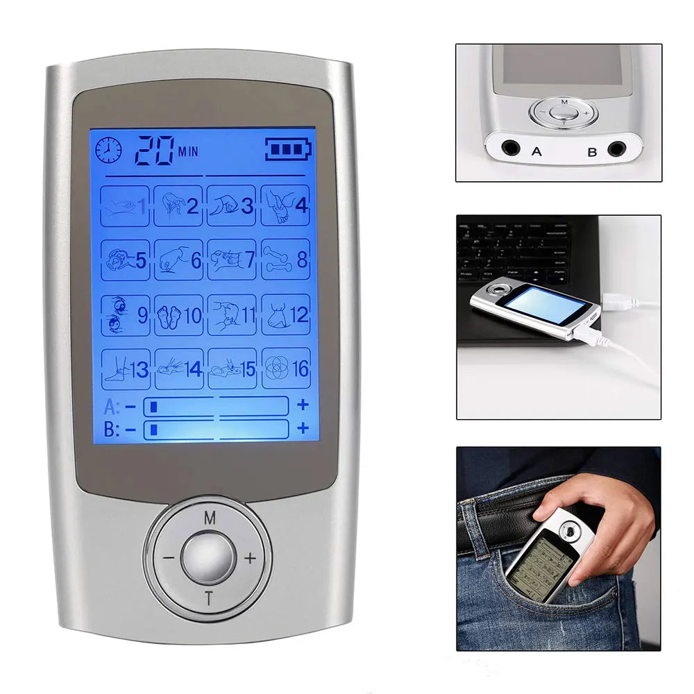 16 Modes Electric Tens Relax Muscle Stimulator EMS Acupuncture Body Massage Digital Therapy Slimming Machine Electrostimulator