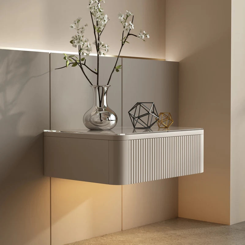 Floating Bedside Table Living Room Designer Nightstands Suspended Nightstand Storage Cabinet Wood Multifunctional Neat Bed Desk