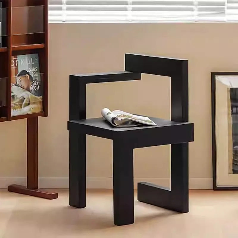 Mid Century Modern Solid Wood Building Block Chair Vintage Inspired Simplistic Leisure Dining Chair Design Creative Accent Seat