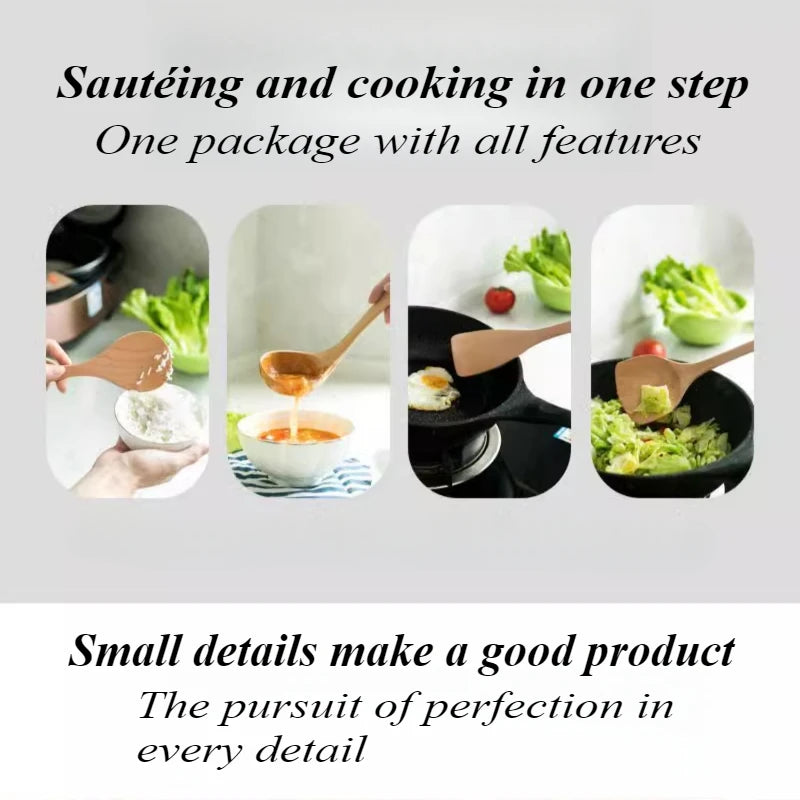 Lacquerless wooden spatula non-stick pan special high temperature household long handle wooden spoon solid wood kitchen utensils