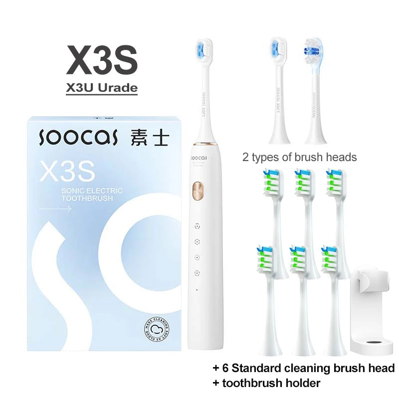SOOCAS X3S Ultrasonic Electric Toothbrush IPX7 Waterproof Adult X3U Upgrade Smart Sonic Tooth Brush Upgraded USB Fast Chargeable