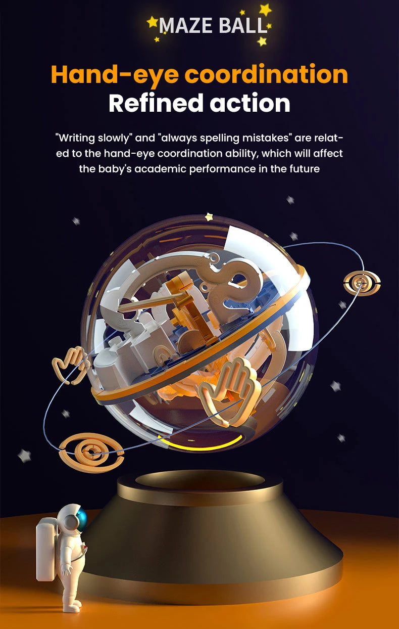 3D Puzzle Ball Maze Toy Children Challenge Obstacle Game Labyrinth Ball 3D Maze Montessori Puzzle Balance Traine Clearance Game