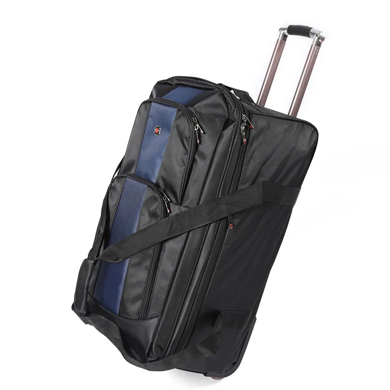 28/32 inch Large Capacity Rolling Luggage Trolley Bags with Wheels Waterproof Oxford Duffel Bag Wheeled Bag Travel Suitcase