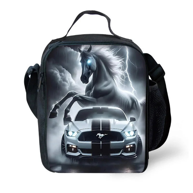 Child School Backpack with Fashion M-Mustangs car logo Lunch Bags ,Pencil Bags ,School Bags for Boys Girls Best Gift