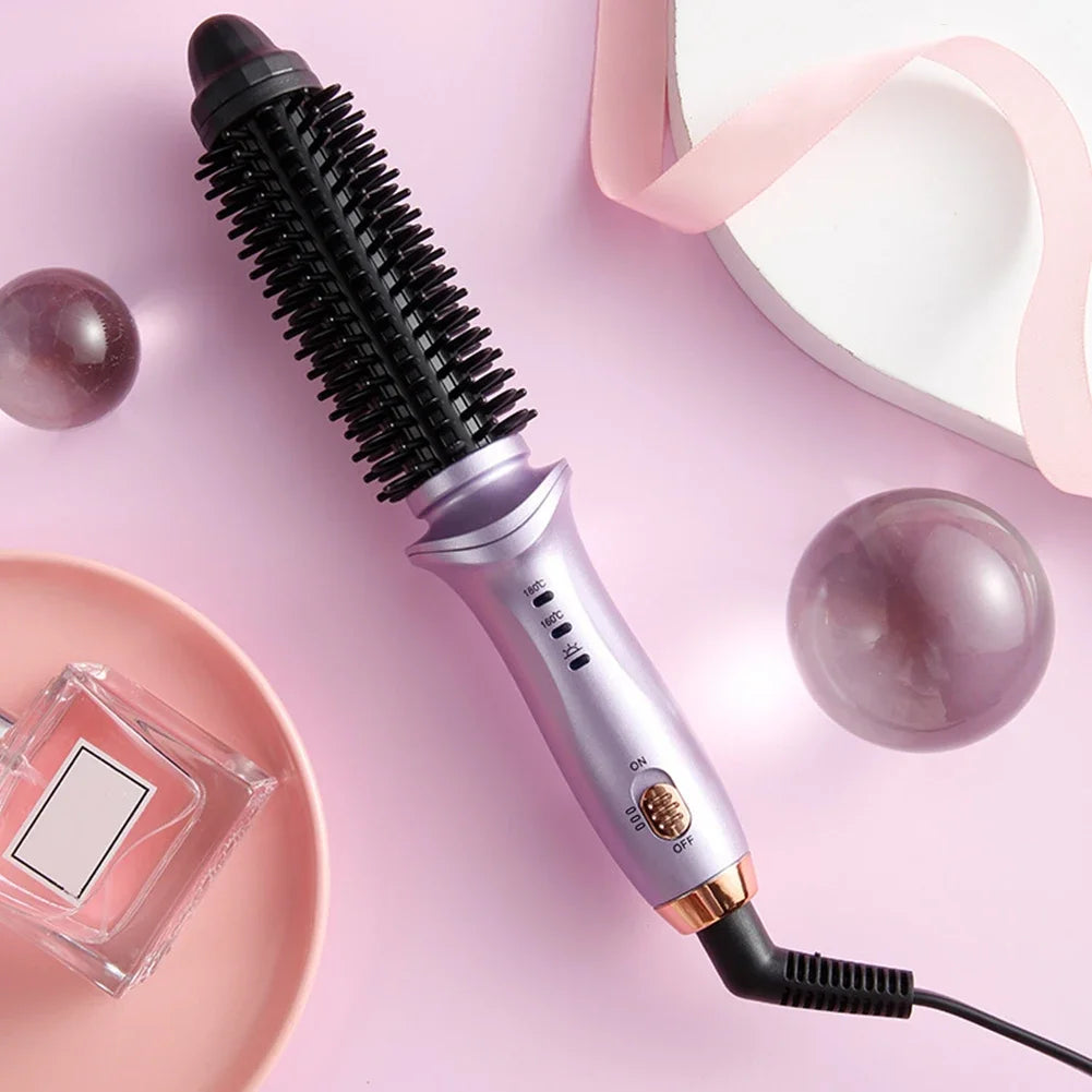 2 in 1 Hot Air Brush Hair Comb Mini Electric Brush Volumizer 2 in 1 Salon Hair Straightener Curler Portable Curling Styler