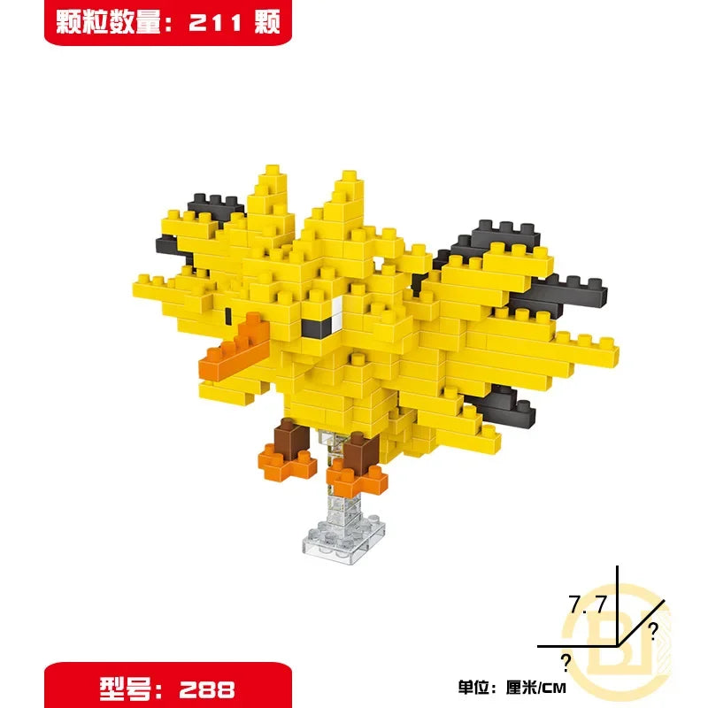 DIY Pokemon Blocks Small Cartoon Mini Building Block Pikachu Charizard Eevee Mewtwo Anime Assemble Action Model Dolls Toys