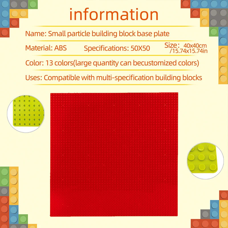 Classic Baseplate 50x50 Dots Building Blocks Bricks Base Plates DIY Plastic Board Building Blocks Baseplates Construction Toys
