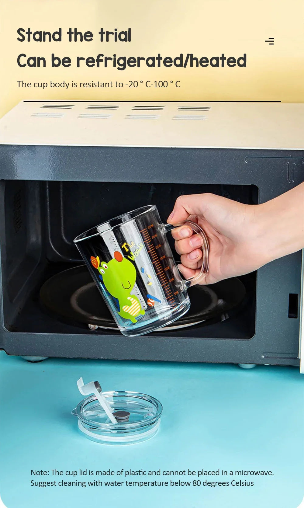 350ml Cute Unicorn Children Milk Cup With Scale Transparent Breakfast Cup With Straw Lid Cartoon Glass Cup For Kids Drinkware