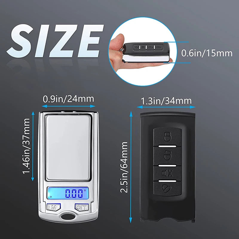 1Pc 200g 0.01g Precision Portable Car Key Shape Mini Digital Pocket Electronic Gram Scale with LCD Display and Batteries
