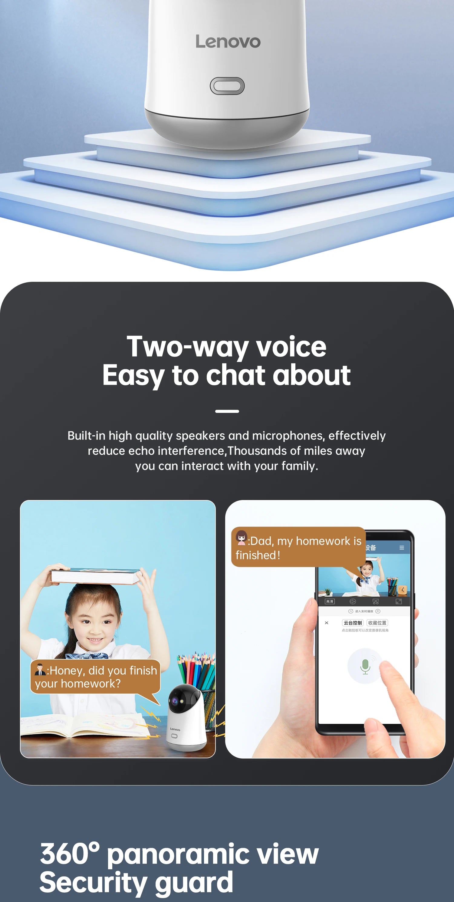 Lenovo 5MP WiFi Camera Smart Home Indoor IP Camera Full Color Night Auto Tracking Security CCTV Surveillance Baby Monitor