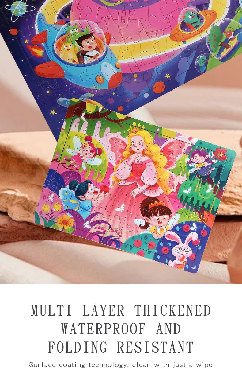 Clearance_60PCS Wooden Jigsaw Color 3D Puzzle Cartoon Characters Animal Early Educational Learning Logical Thinking Focus Puzzle