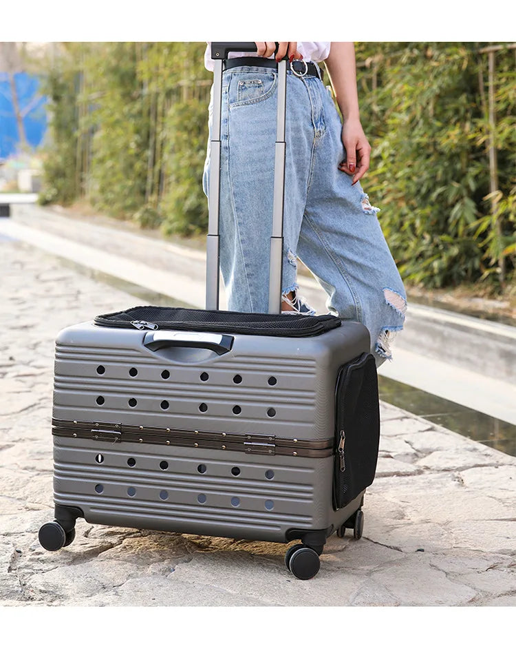 Pet Trolley Bag Case Carrier for Cats Expands Transparent Puppy Move Bag Travel with Wheels Pet Items Portable Cat Holder Basket